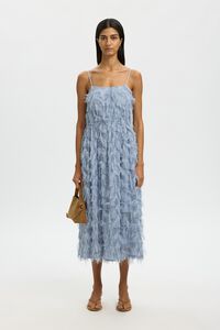 Selected Vestido midi con tejido flecos