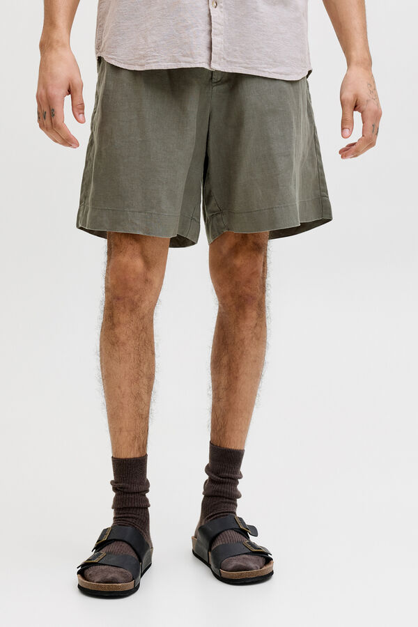Jack & Jones Linen wide Bermuda shorts Grey