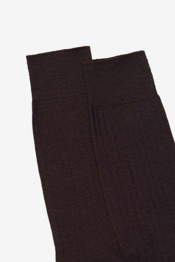 Cortefiel Plain dress socks Dark brown