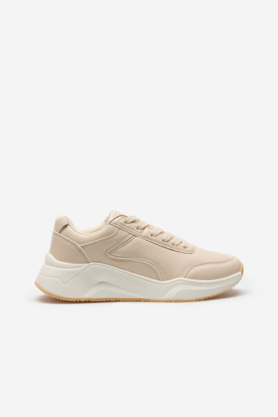 Cortefiel Snake platform sneaker Beige