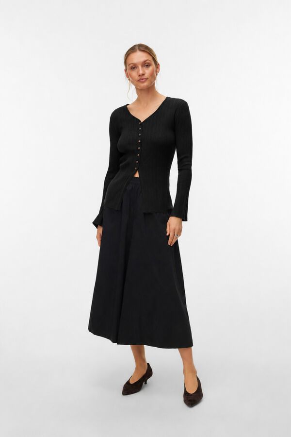 Vero Moda Cardig&atilde; canelado gola em bico Preto
