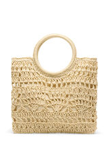 Cortefiel Raffia braided pouch Nude