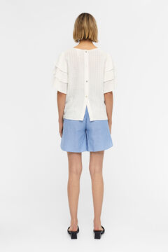 Cortefiel Short-sleeved T-shirt with flounced detail White