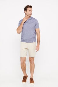 Cortefiel Lightweight striped polo shirt with pocket Blue