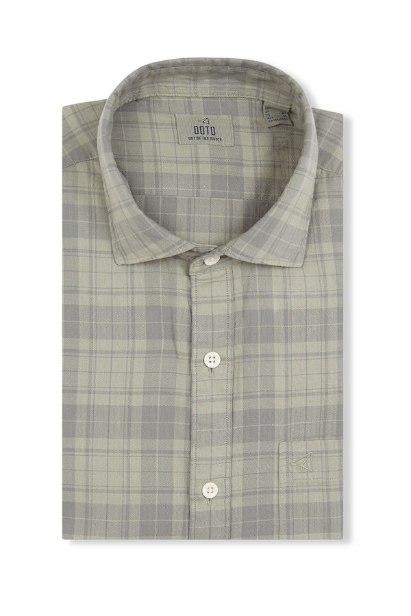 OOTO Camisa cuadro sobretintado Kaki