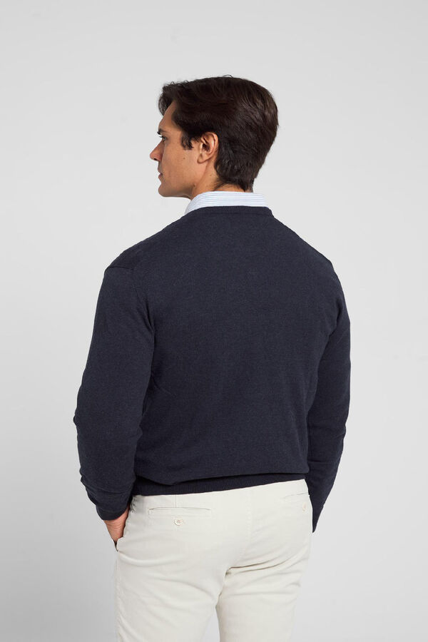 Silbon Classic Silbon navy blue V-neck jumper Navy