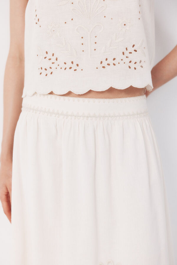 Cortefiel Embroidered skirt Printed beige