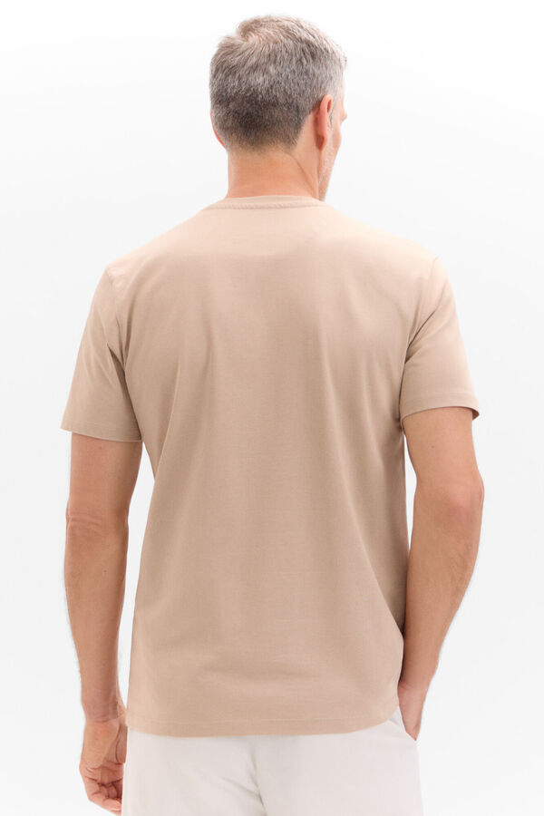 Cortefiel Basic T-shirt with pocket Beige