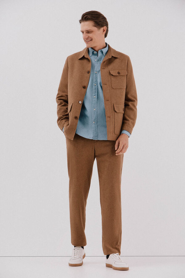 Cortefiel Denim shirt with pocket Navy
