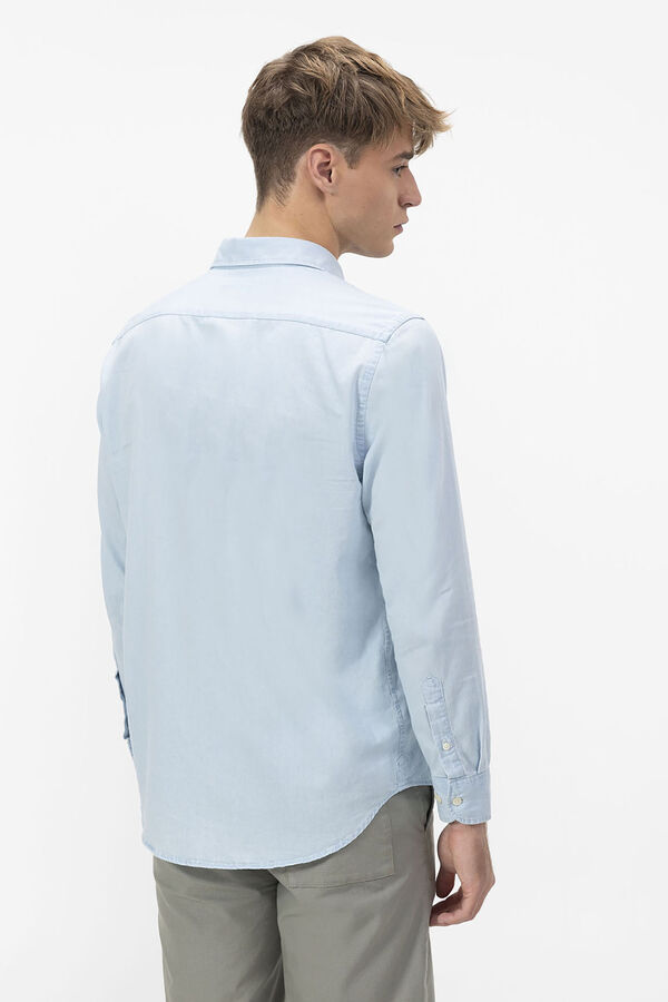 elPulpo Camisa denim com gola italiana Azul