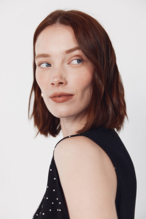 Cortefiel Cropped teardrop top Printed grey