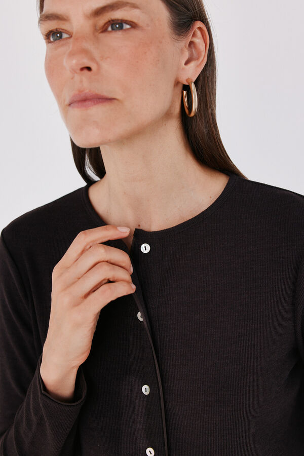 Cortefiel Piping tulle cardigan Dark brown