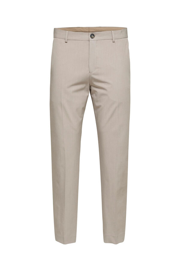 Selected Pantal&oacute;n de traje slim fit elaborado con materiales reciclados. Beige