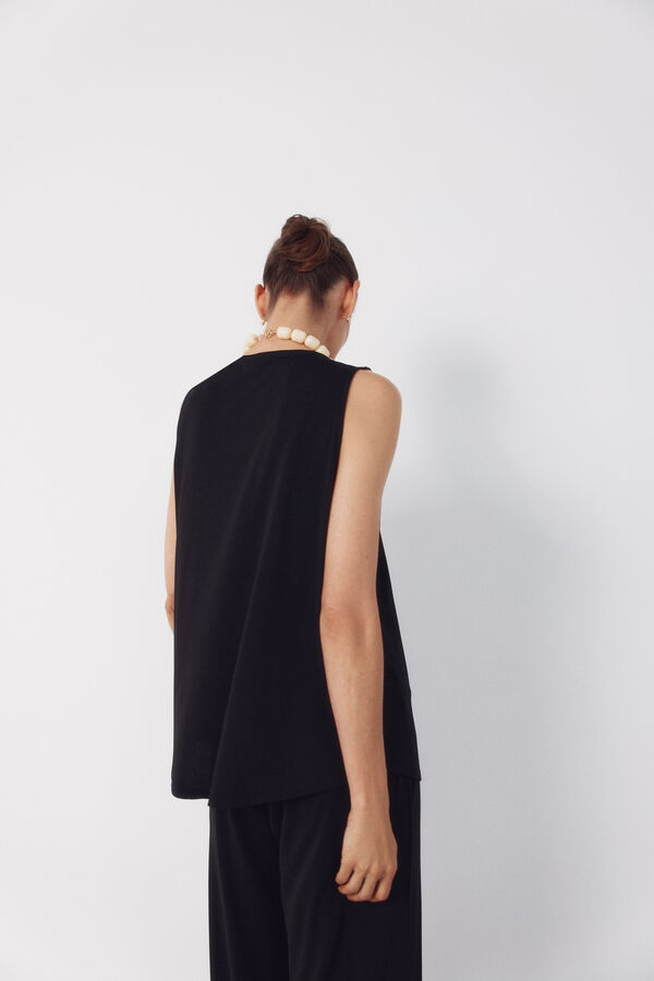 Cortefiel Top largo pliegue Negro