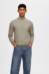 Selected Knitted pullover with half zip 100% cotton Green