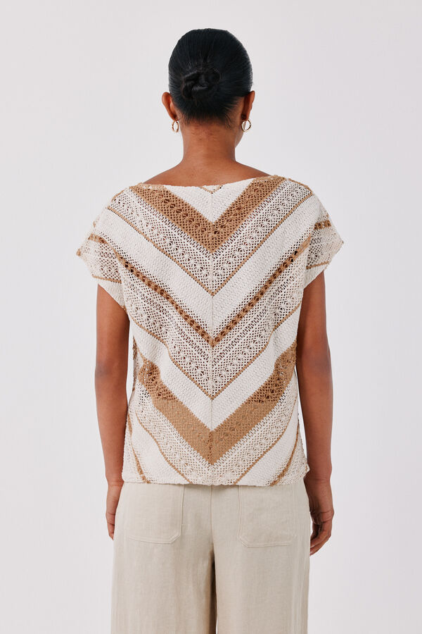 Cortefiel Multicoloured crochet T-shirt Yellow