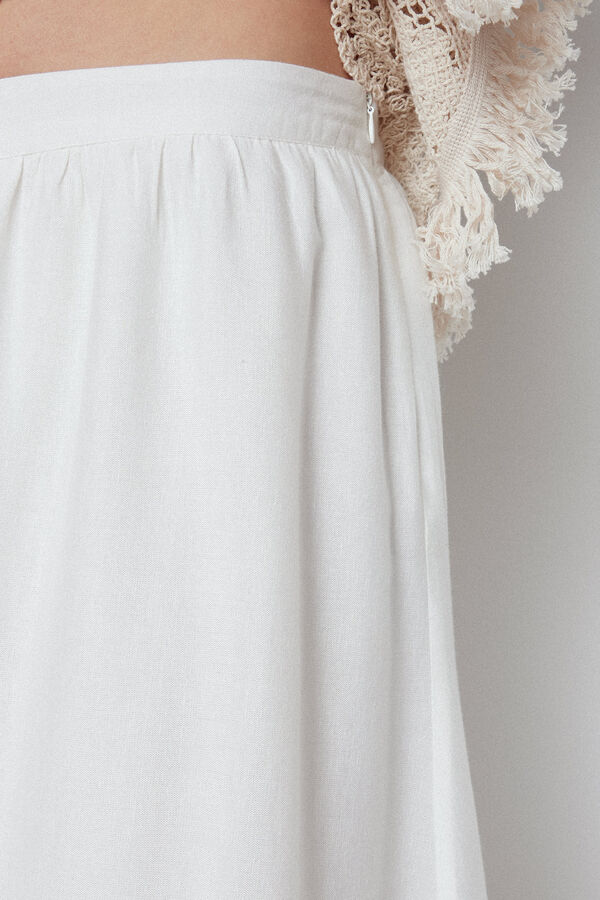 Cortefiel Romantic skirt with crochet patches White