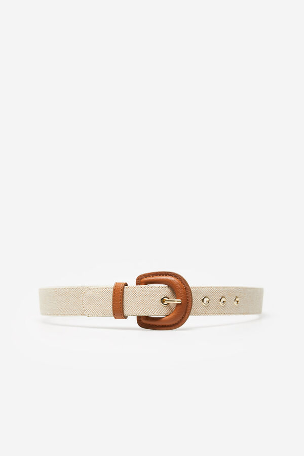 Cortefiel Belt with covered buckle Ivory