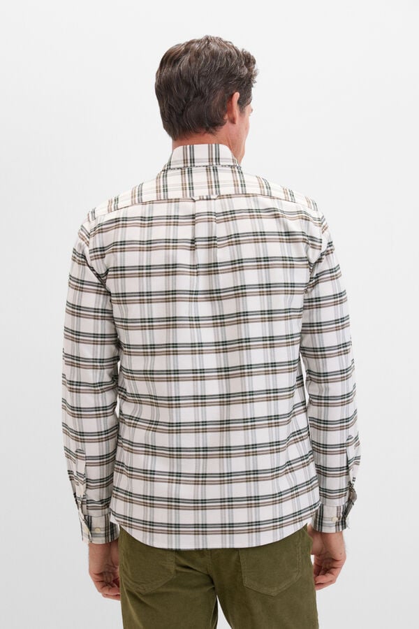 Cortefiel Checked Oxford shirt  Dark green