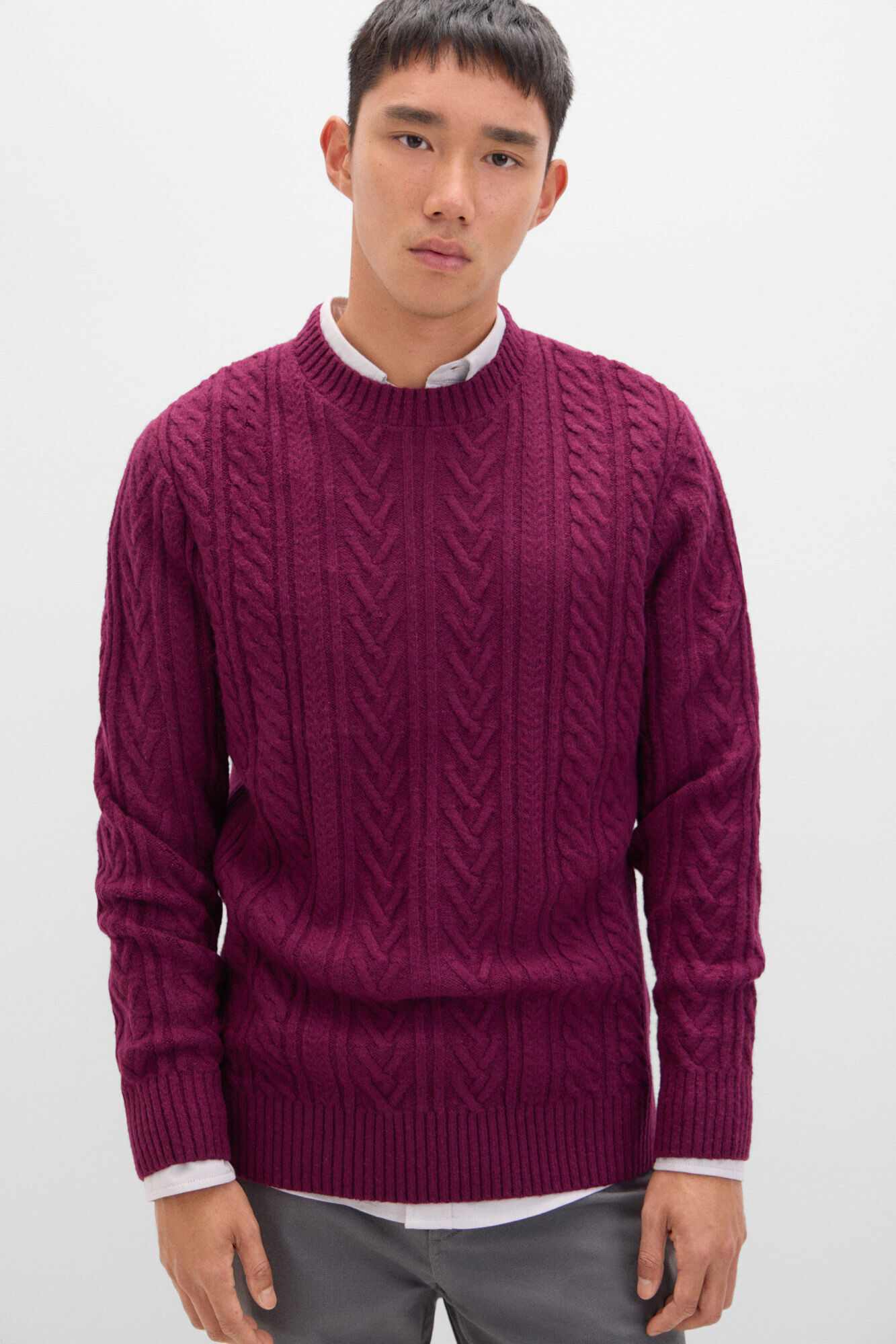 Round neck knitted jumper discount