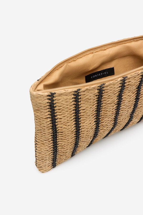 Cortefiel Carteira de m&atilde;o em r&aacute;fia Castanho