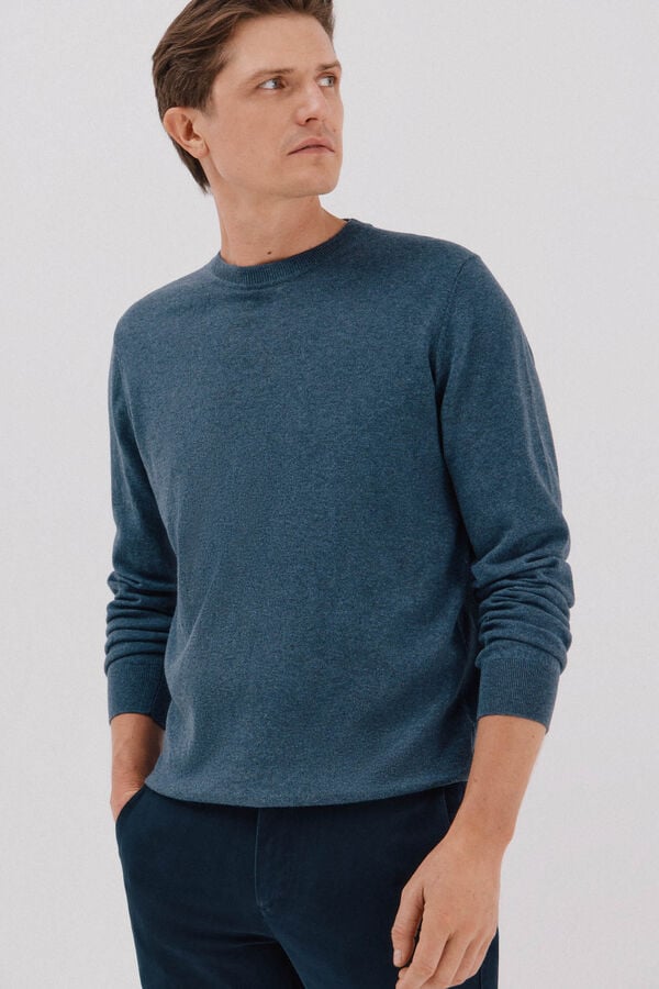 Cortefiel Crew neck cashmere crew neck jersey Blue