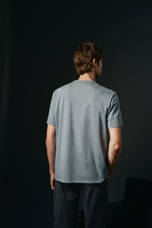 OOTO Basic T-shirt with airplane embroidered Blue