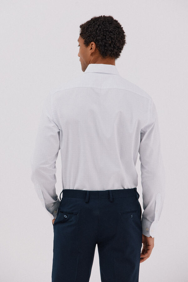 Cortefiel Easy-iron checked dress shirt Blue