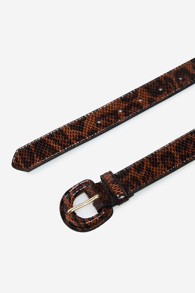 Cortefiel Belt with covered buckle Printed brown