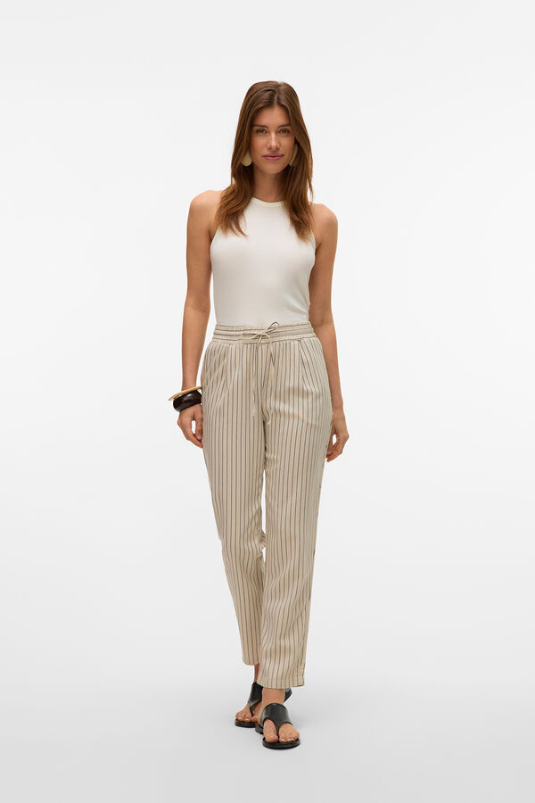 Vero Moda Pantalón largo ancho de lino Cinzento
