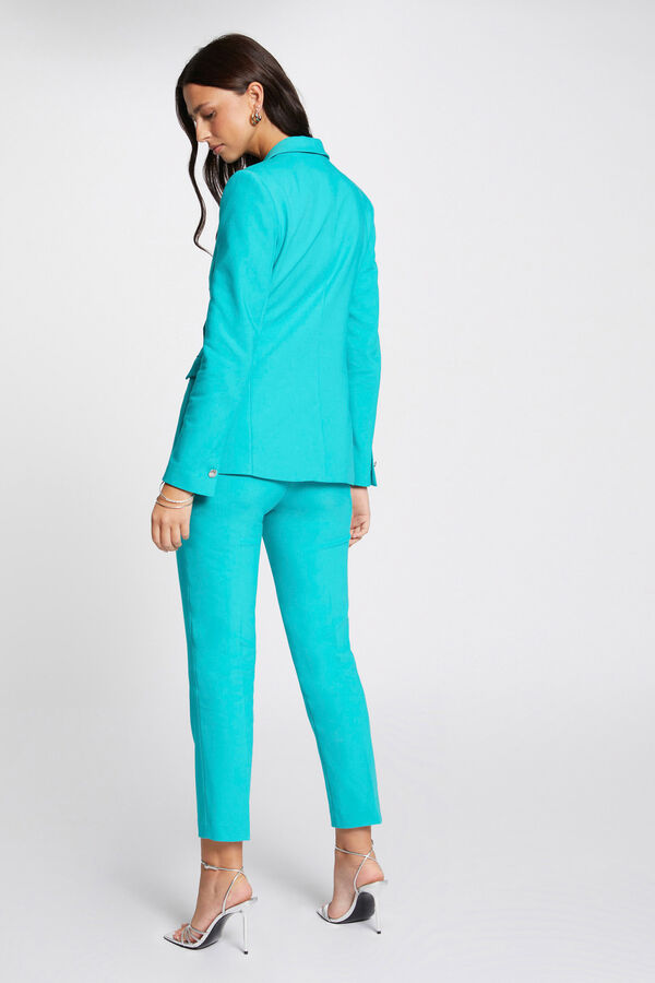 Cortefiel High waist slim fit trousers Turquoise