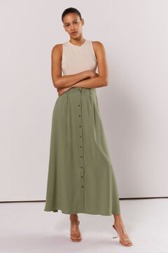 Cortefiel Long floaty 100% TENCEL™ lyocell skirt Green