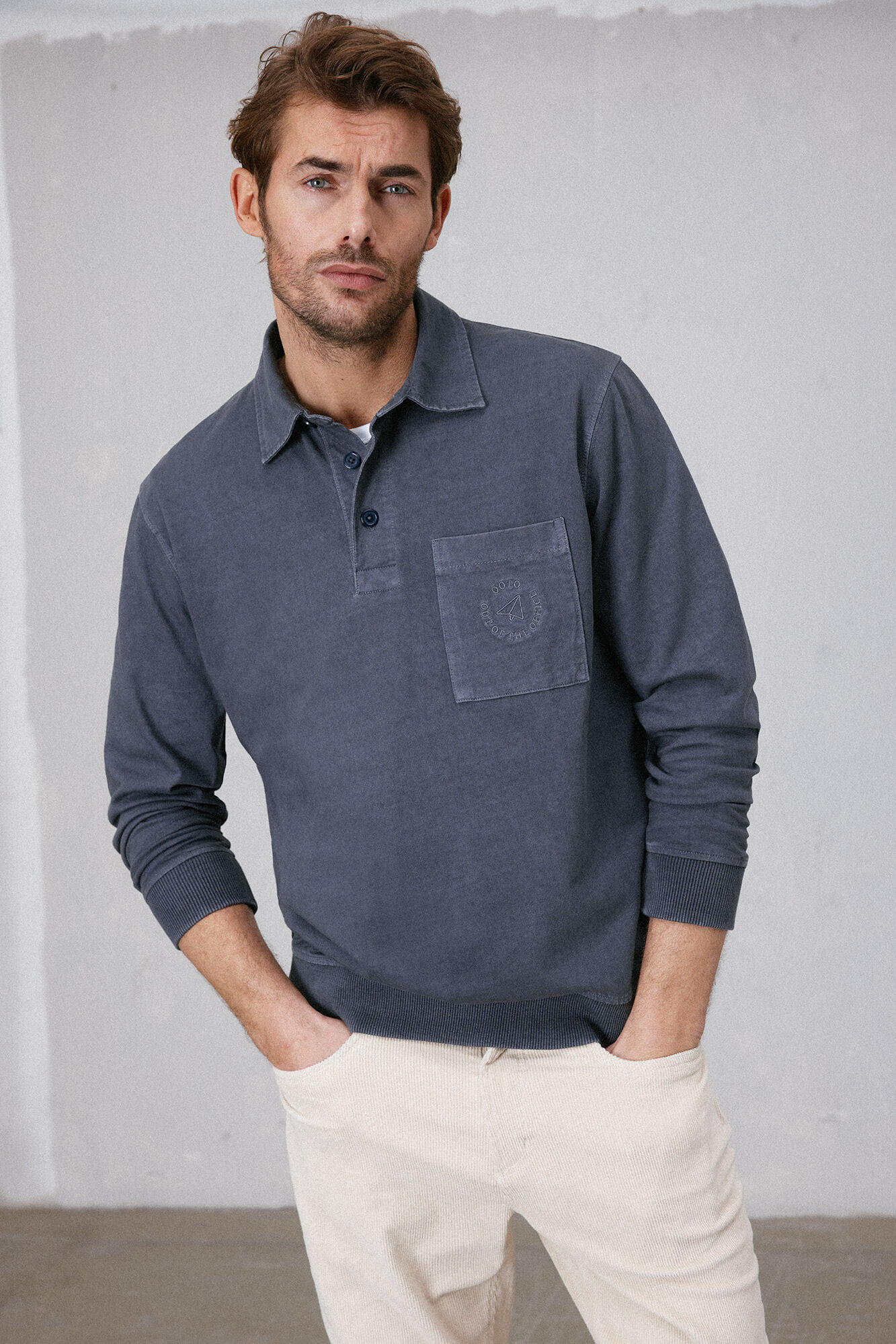 Polo manga larga con bolsillo Polos de hombre Cortefiel