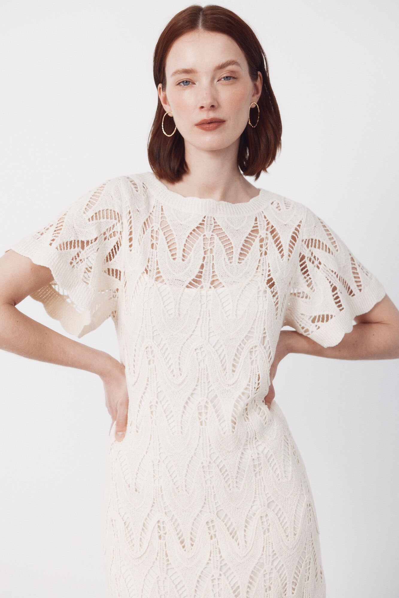 Cortefiel Long crochet dress