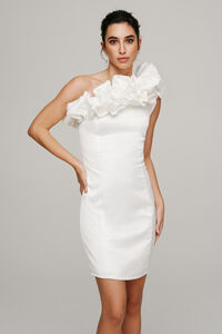 Cortefiel Short ruffle dress  White