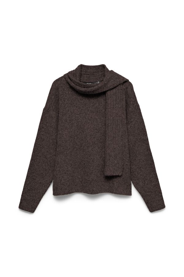 Vero Moda Camisola com gola cachecol Castanho