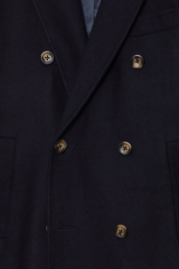 Silbon Plain navy blue plain double-breasted coat Navy