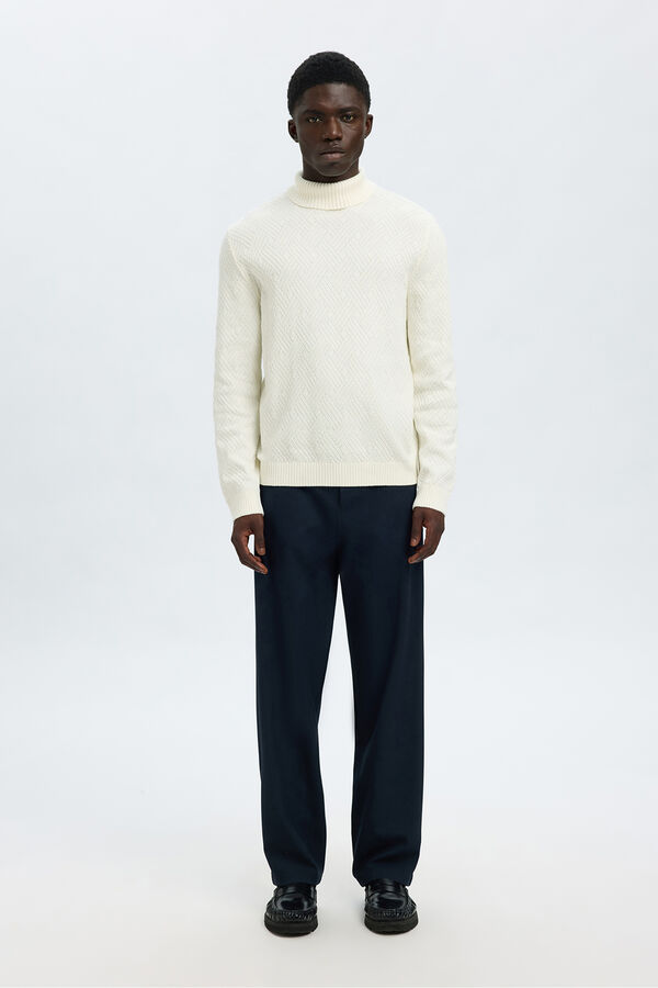 Selected Camisola estruturado de gola alta 100% algodão orgânico  Branco