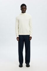 Selected Camisola estruturado de gola alta 100% algodão orgânico Branco