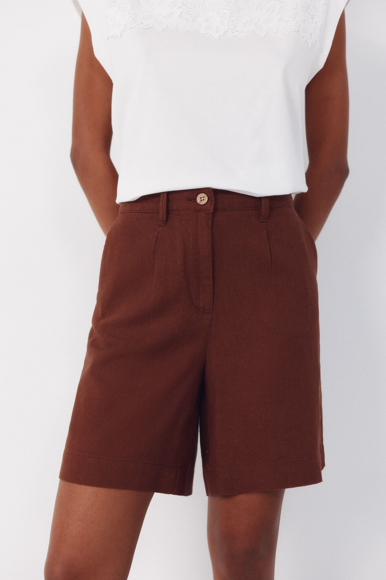 Cortefiel Bermudas de linho liso