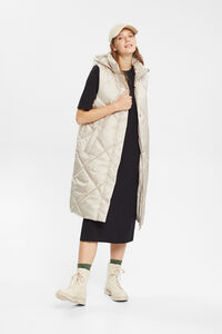 Cortefiel Long quilted gilet with hood  White