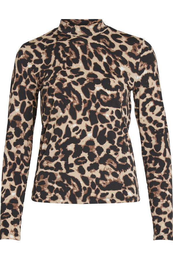 Vila Top manga larga leopardo Marrón