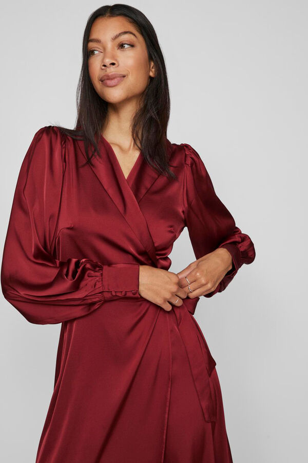 Vila Vestido midi envolvente em cetim Roxo