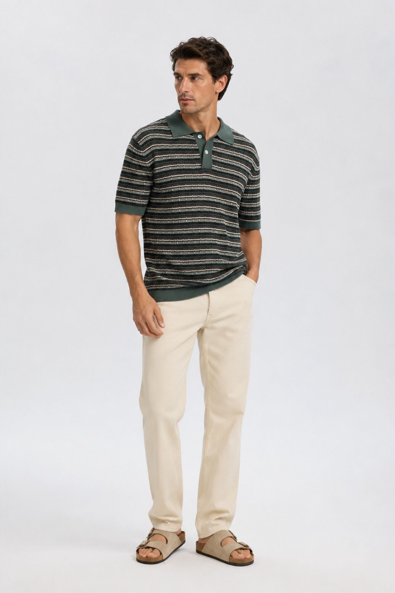 Selected Polo de malha &agrave;s riscas