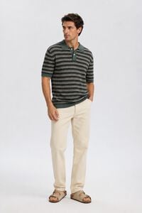 Selected Polo de malha &agrave;s riscas