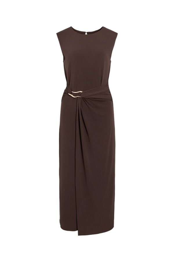 Vila Midi dress with appliqu&eacute; Dark brown