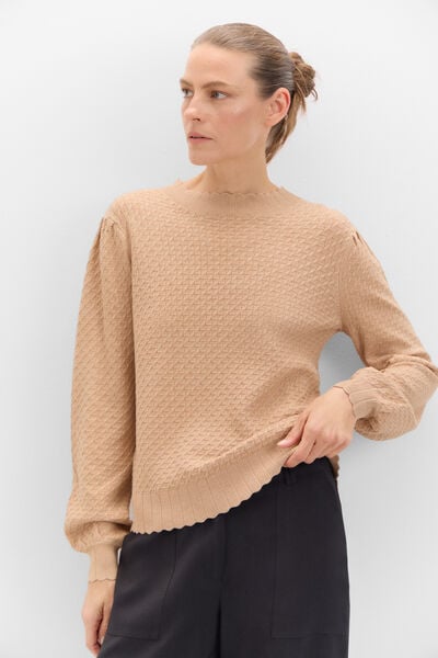 Cortefiel Textured jersey-knit jumper Beige