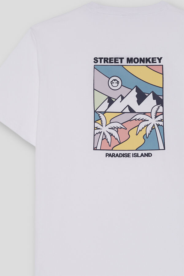 Street Monkey T-shirt manga curta Branco