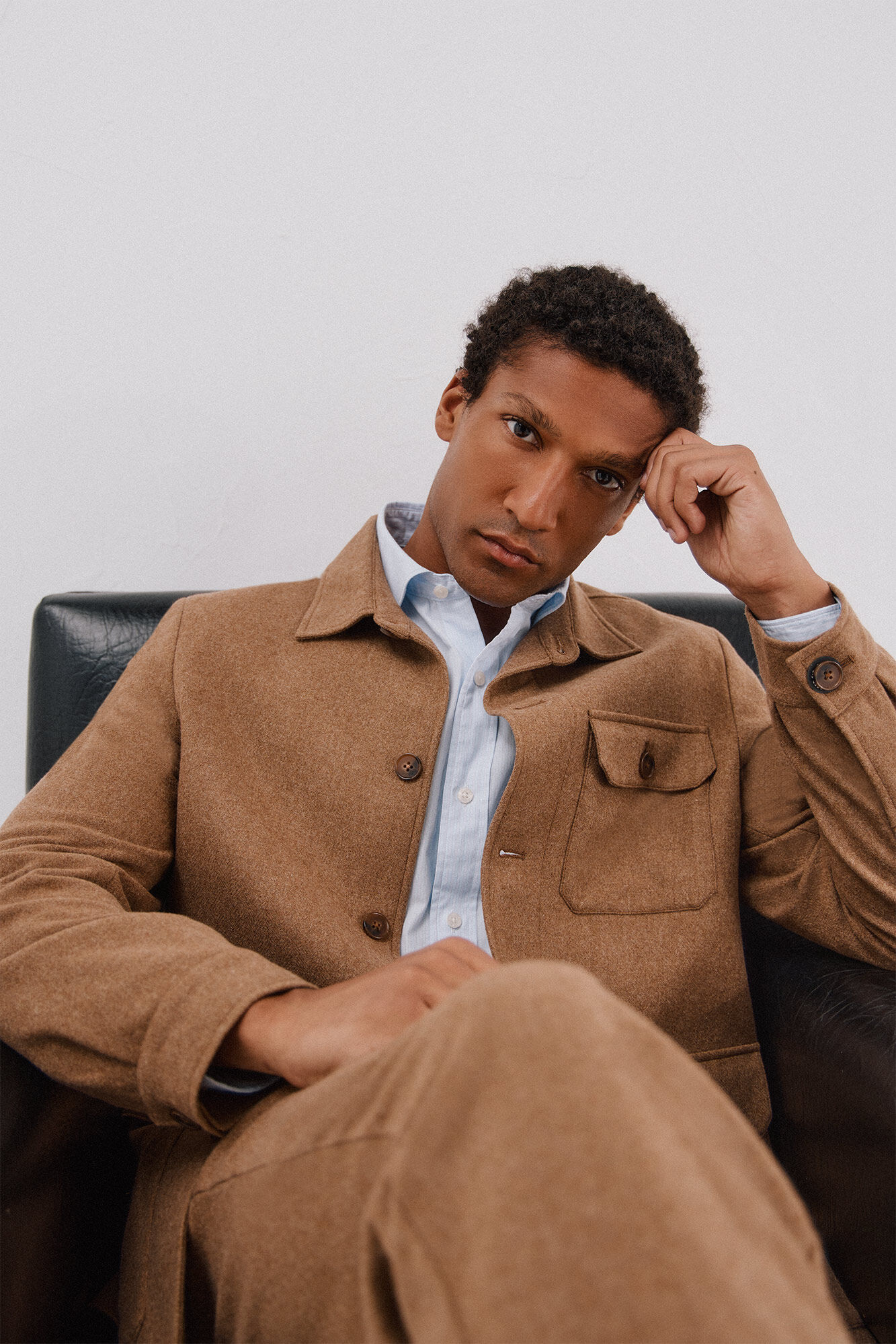 Cortefiel Camel wool overshirt