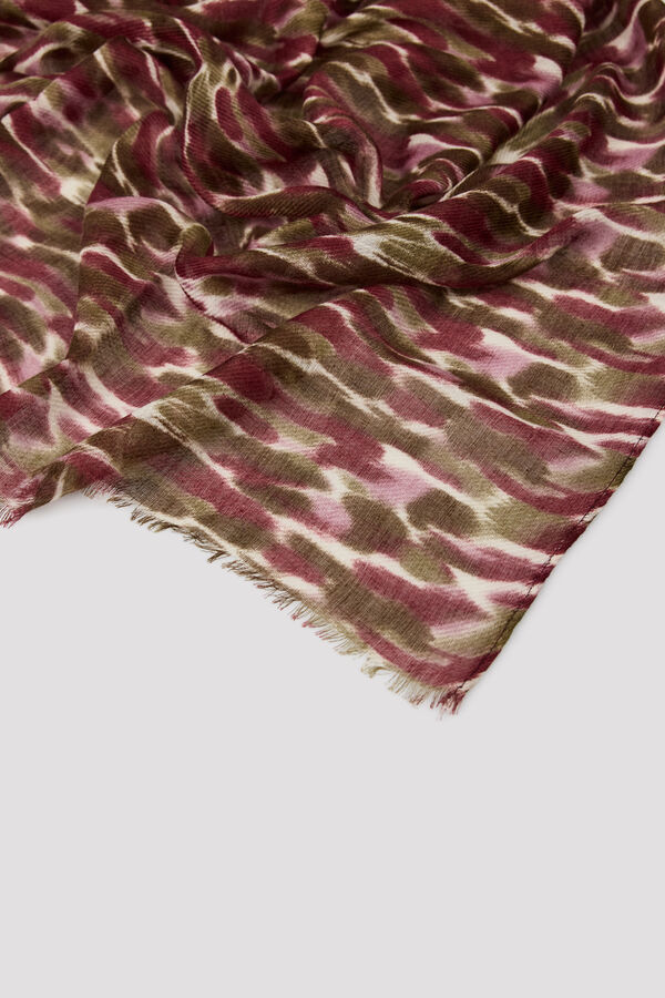 Cortefiel Watercolour scarf Printed red
